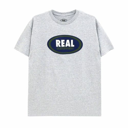 REAL T-SHIRT リアル Tシャツ OVAL GREY/NAVY/OLIVE/WHITE スケートボード スケボー 