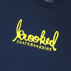 KROOKED LONG SLEEVE クルキッド ロングスリーブTシャツ SKRIPT NAVY/YELLOW スケートボード スケボー 1