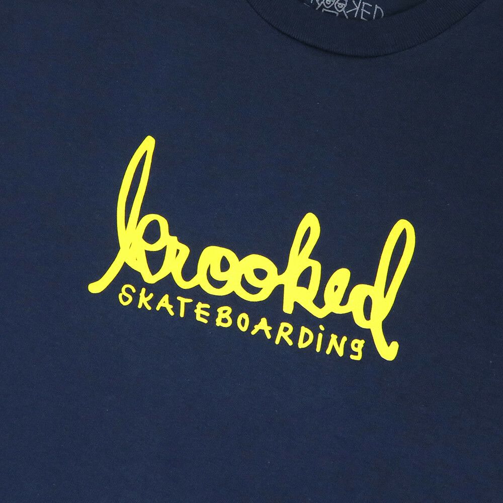 KROOKED LONG SLEEVE クルキッド ロングスリーブTシャツ SKRIPT NAVY/YELLOW スケートボード スケボー 1