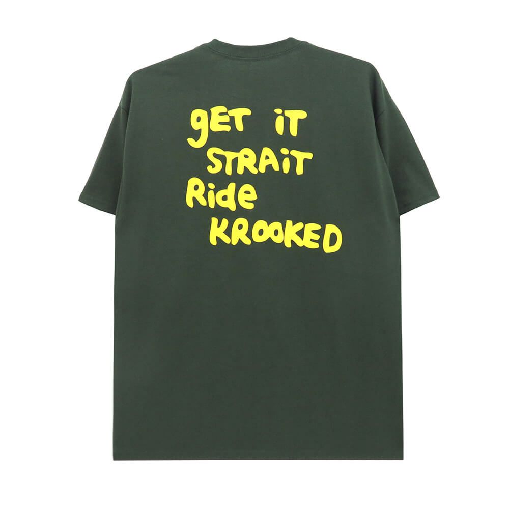 KROOKED T-SHIRT クルキッド Tシャツ STRAIT EYES FOREST GREEN/GOLD スケートボード スケボー 