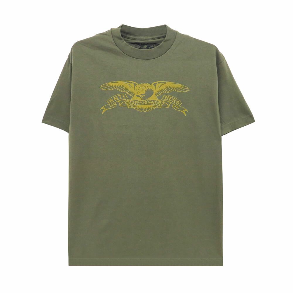  ANTIHERO T-SHIRT アンチヒーロー Tシャツ BASIC EAGLE MILITARY GREEN スケートボード スケボー 