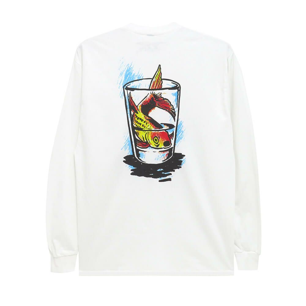 ANTIHERO LONG SLEEVE アンチヒーロー ロングスリーブTシャツ FISH BOWL POCKET WHITE スケートボード スケボー 