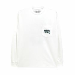 ANTIHERO LONG SLEEVE アンチヒーロー ロングスリーブTシャツ FISH BOWL POCKET WHITE スケートボード スケボー 1