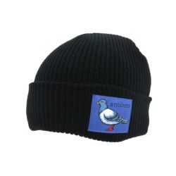 ANTIHERO KNITCAP アンチヒーロー ニットキャップ LIL PIGEON LABEL CUFF BEANIE BLACK/BLUE スケートボード スケボー 1