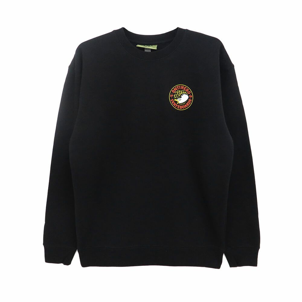 ANTIHERO CREW SWEAT アンチヒーロー トレーナー EAGLE ROUND BLACK/ORANGE スケートボード スケボー 