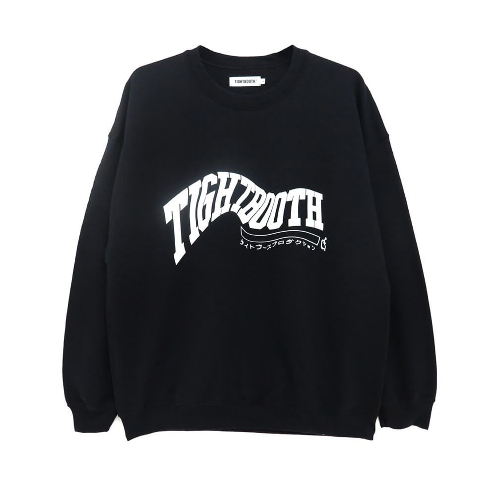 TIGHTBOOTH（TBPR）CREW SWEAT タイトブース トレーナー ACID LOGO BLACK スケートボード スケボー 