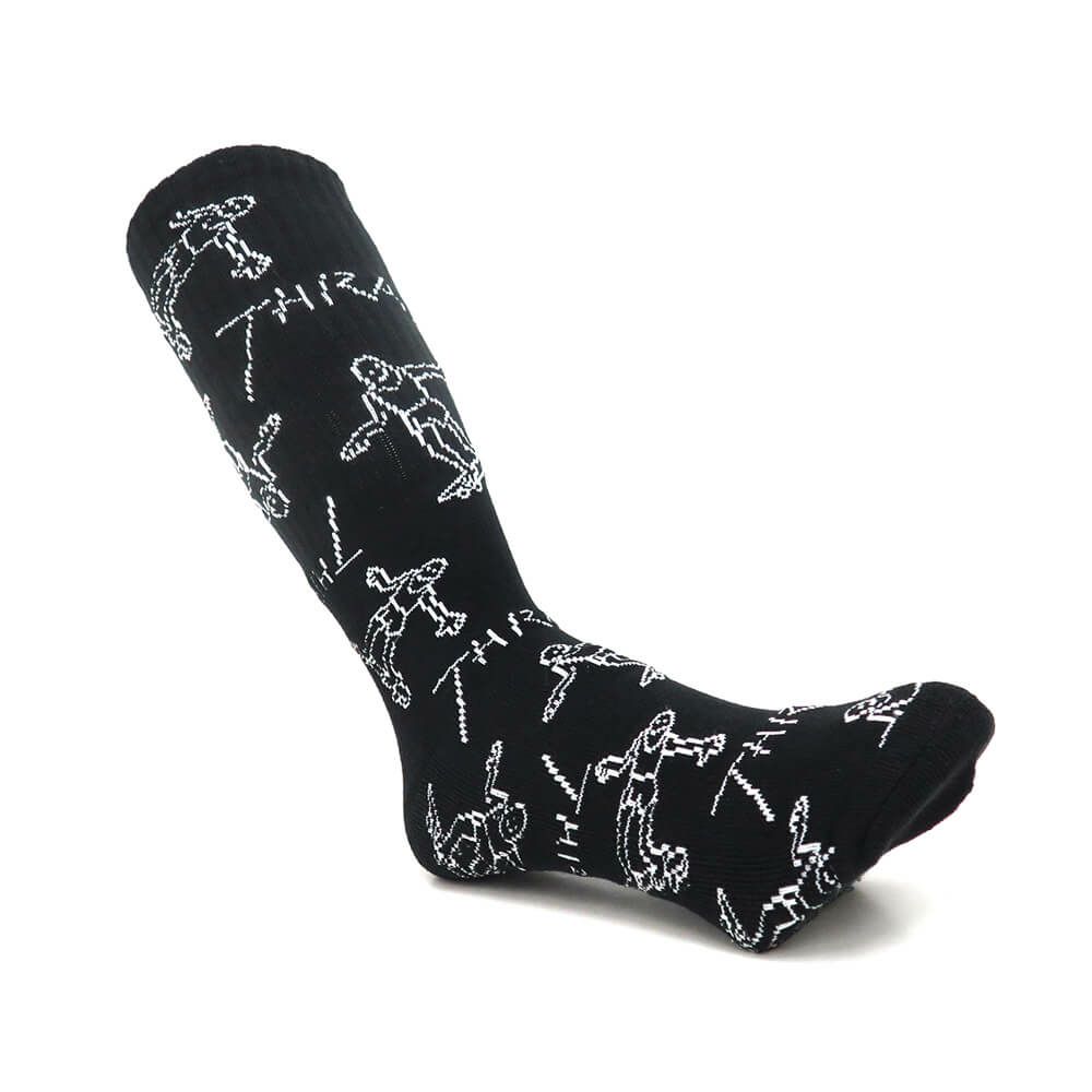 THRASHER SOCKS スラッシャー ソックス 靴下 GONZ LOGO BLACK/WHITE（US企画） スケートボード スケボー 