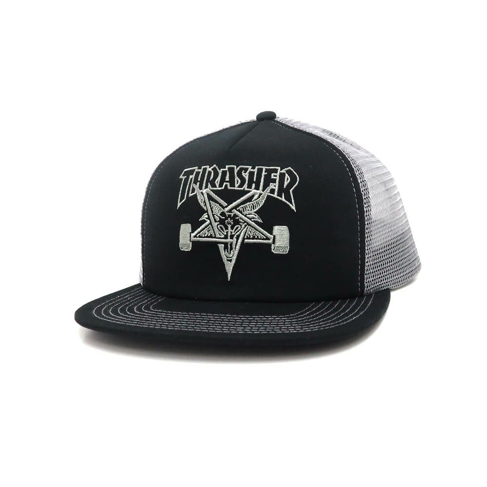 THRASHER MESHCAP スラッシャー メッシュキャップ SKATEGOAT TRUCKER BLACK/GREY（US企画） スケートボード スケボー 