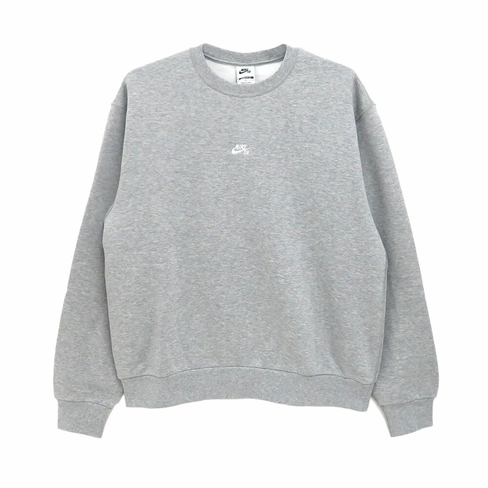 NIKE SB CREW SWEAT ナイキSB トレーナー ESSENTIAL LOGO GREY/WHITE スケートボード スケボー 