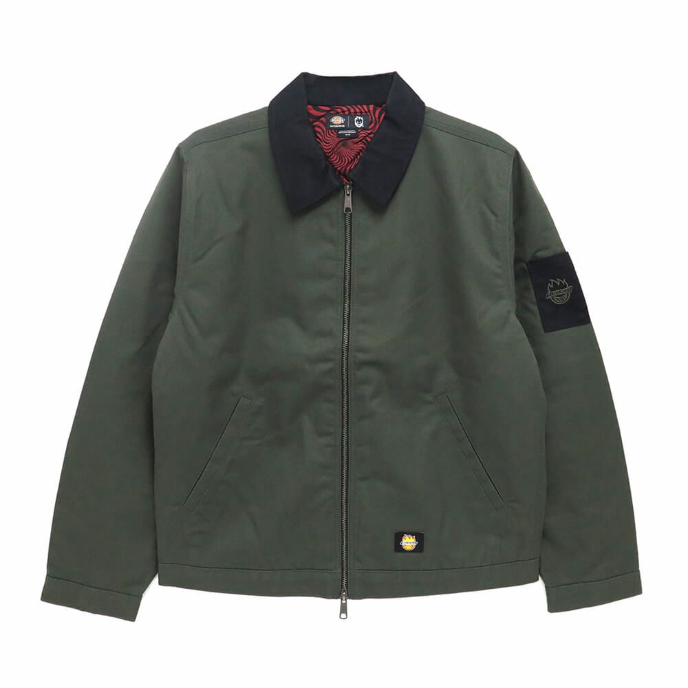 DICKIES SKATEBOARDING JACKET ディッキーズスケートボーディング ジャケット DICKIES X SPITFIRE JACKET OLIVE GREEN スケートボード スケボー 