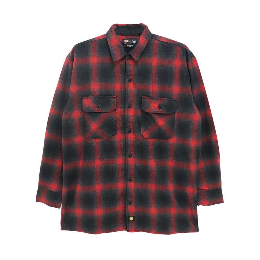 DICKIES SKATEBOARDING LONG SLEEVE ディッキーズ スケートボーディング 長袖シャツ DICKIES X SPITFIRE FLANNEL RED スケートボード スケボー 