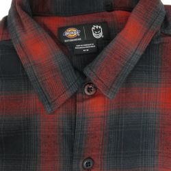 DICKIES SKATEBOARDING LONG SLEEVE ディッキーズ スケートボーディング 長袖シャツ DICKIES X SPITFIRE FLANNEL RED スケートボード スケボー 1