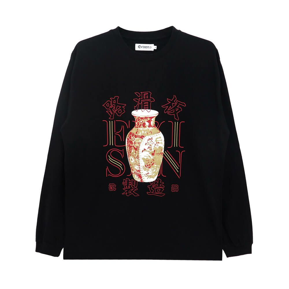 EVISEN LONG SLEEVE エビセン ロングスリーブTシャツ VASE LOGO BLACK スケートボード スケボー 