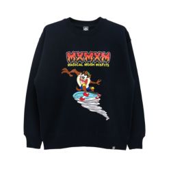 MAGICAL MOSH MISFITS CREW SWEAT マジカルモッシュミスフィッツ トレーナー LOONEY TUNES x MXMXM LOVE SKATES NAVY スケートボード スケボー 