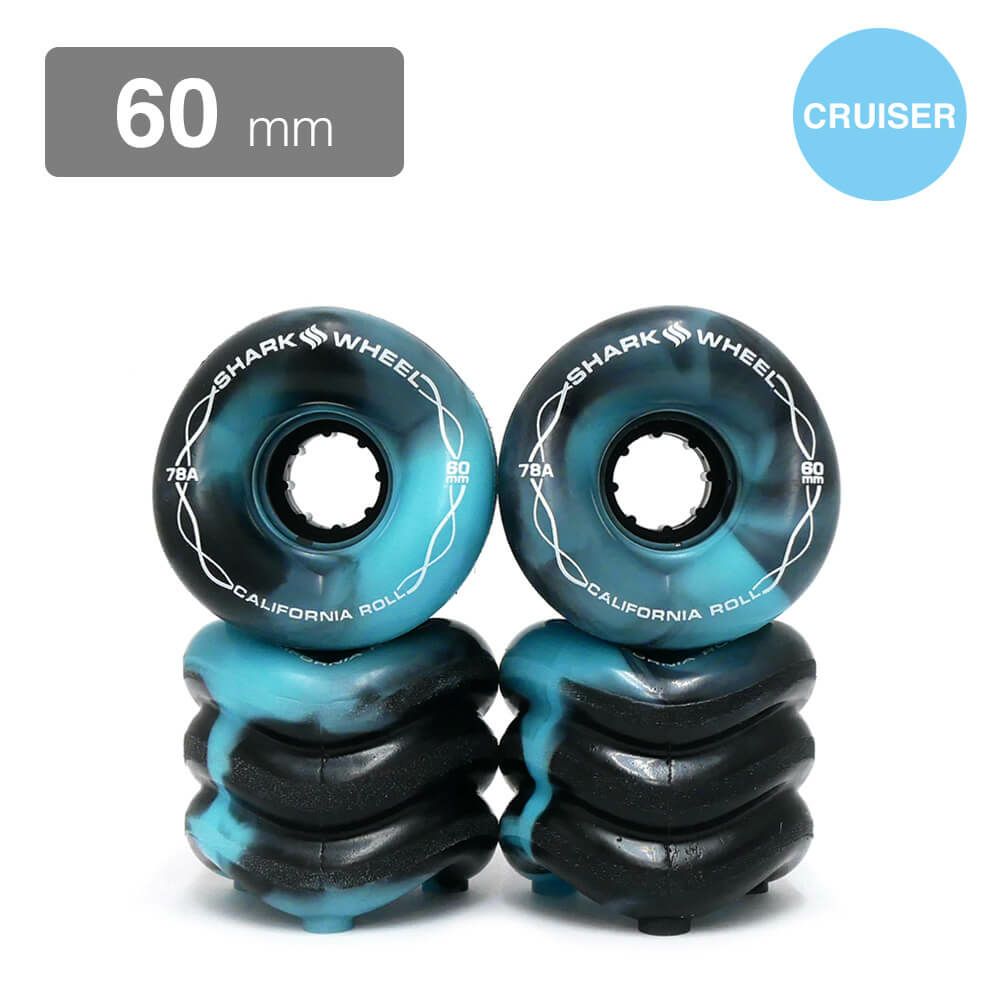 SHARK WHEEL シャークウィール ソフトウィール（クルーザー） CALIFORNIA ROLL（78A） BLACK/BLUE SWIRL 60mm スケートボード スケボー