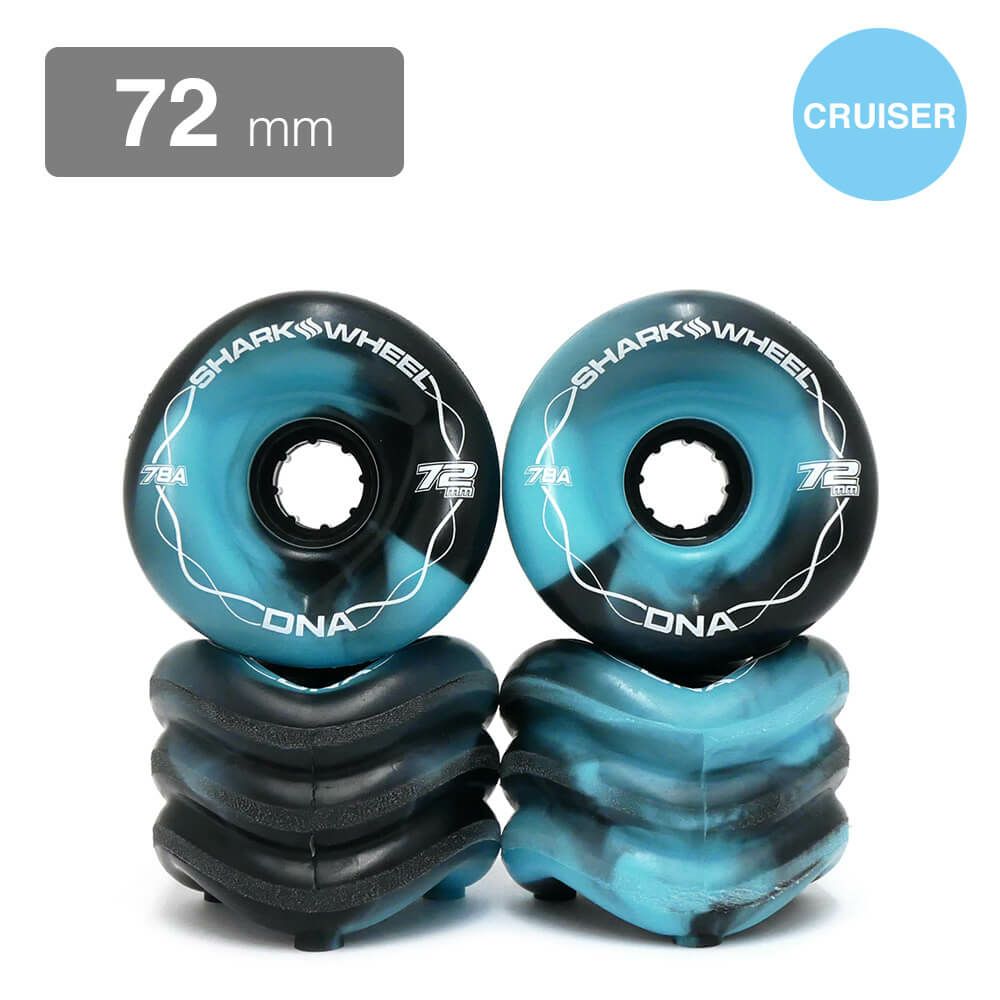 SHARK WHEEL シャークウィール ソフトウィール（クルーザー） DNA（78A） BLACK/BLUE SWIRL 72mm スケートボード  スケボー | スケートボードのカリフォルニアストリート