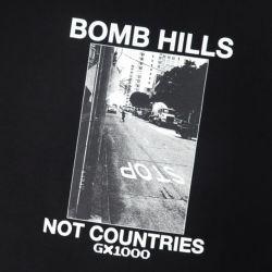 GX1000 T-SHIRT ジーエックス1000 Tシャツ BOMB HILLS NOT COUNTRIES BLACK/WHITE スケートボード スケボー 1