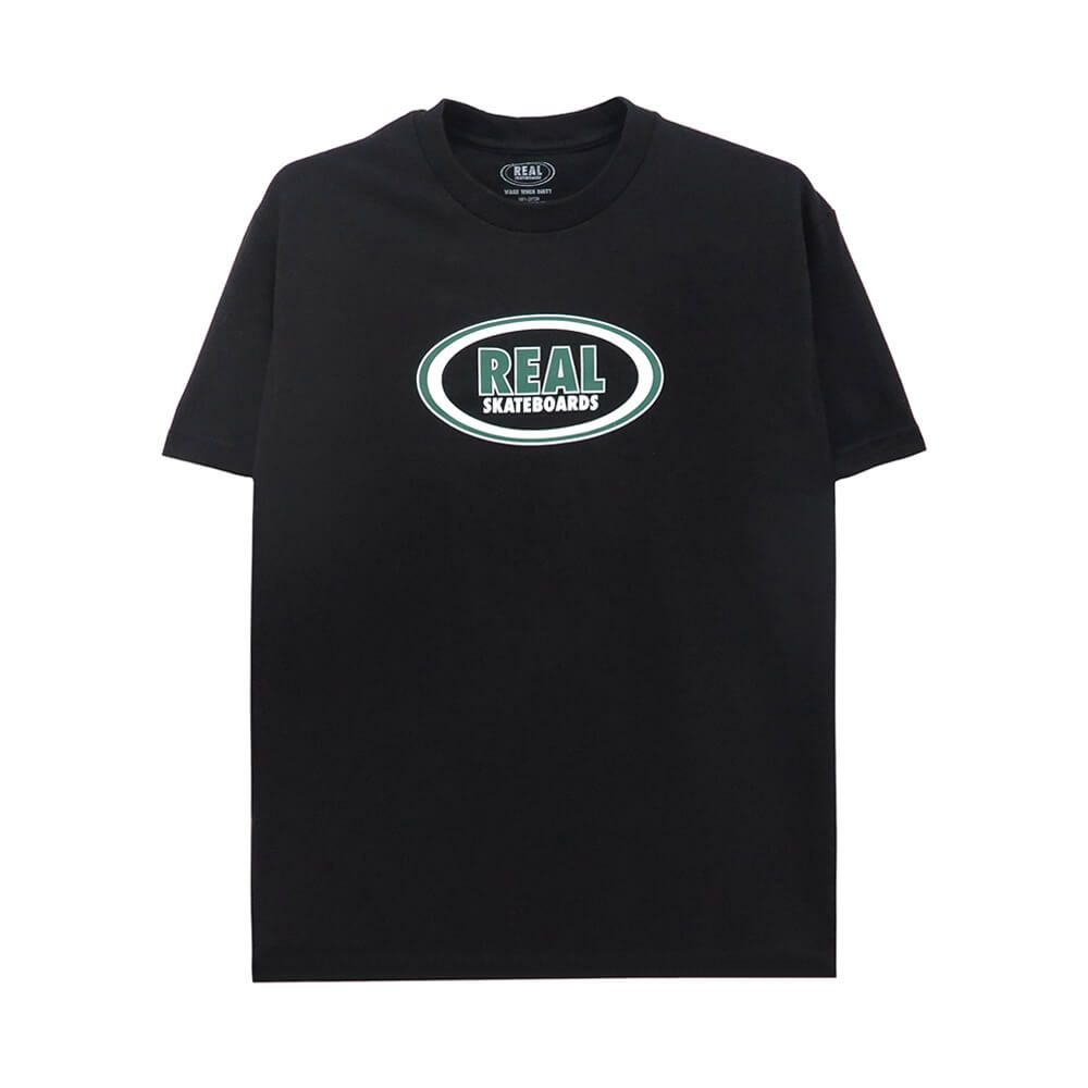 REAL T-SHIRT リアル Tシャツ OVAL BLACK/GREEN/WHITE スケートボード スケボー 