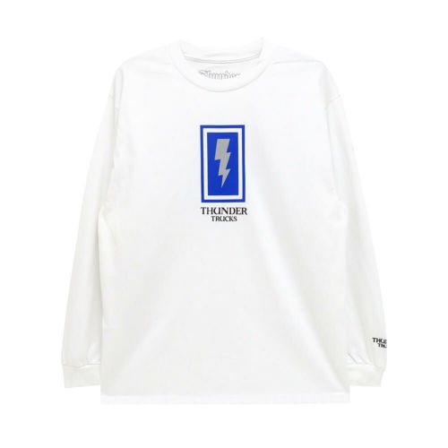 THUNDER LONG SLEEVE サンダー ロングスリーブTシャツ BOXED BOLT WHITE/BLUE スケートボード スケボー 