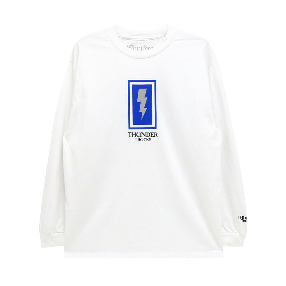 THUNDER LONG SLEEVE サンダー ロングスリーブTシャツ BOXED BOLT WHITE/BLUE スケートボード スケボー 