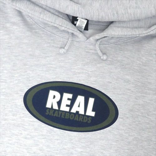 REAL HOOD リアル パーカー OVAL GREY/NAVY/OLIVE スケートボード スケボー 1