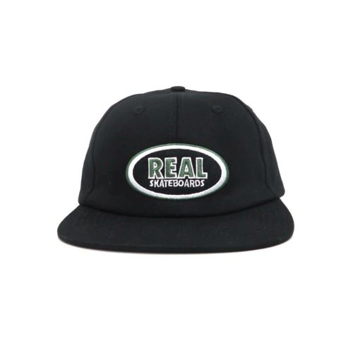 REAL CAP リアル キャップ OVAL EMB STRAPBACK BLACK/GREEN/WHITE スケートボード スケボー 1