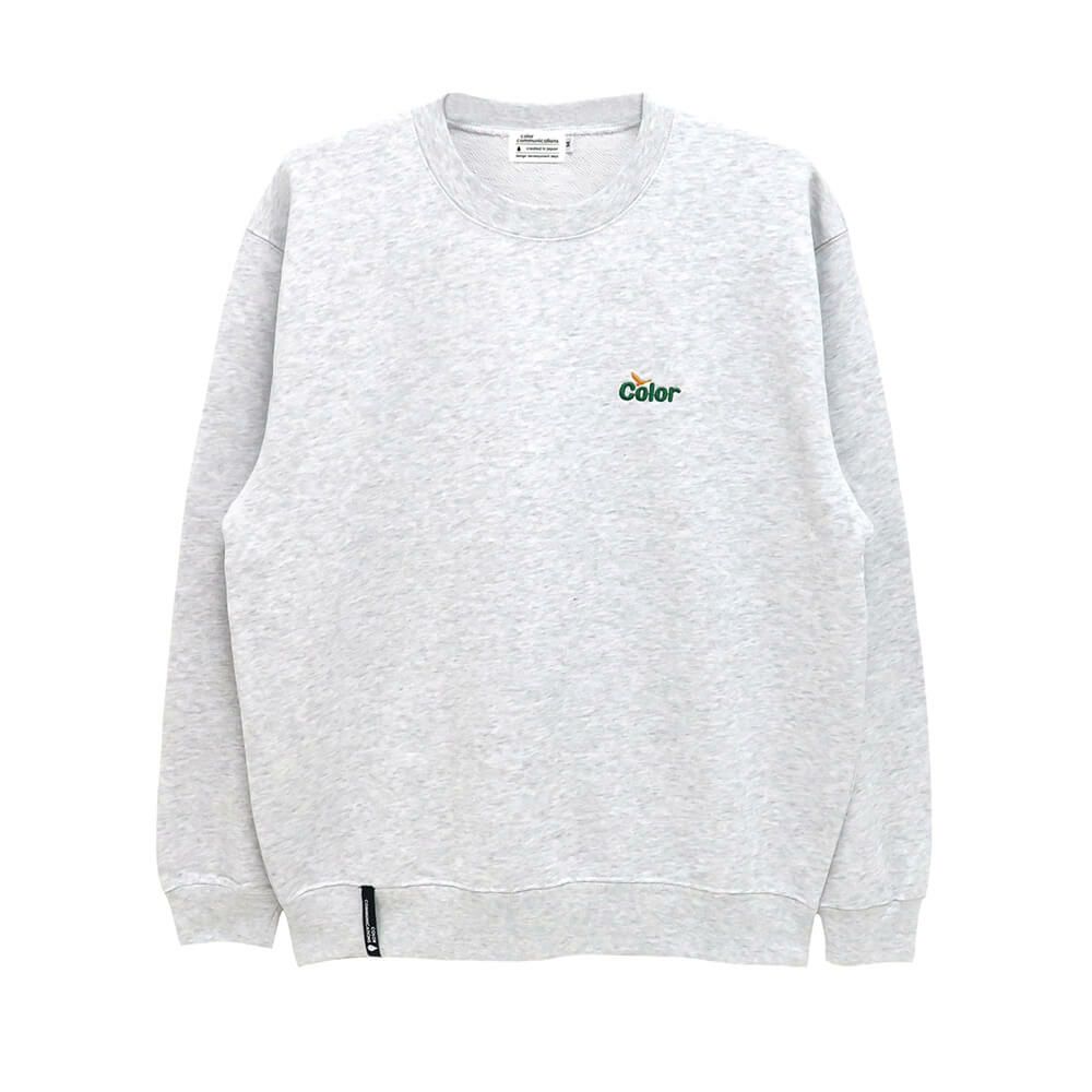 COLOR COMMUNICATIONS CREW SWEAT カラーコミュニケーションズ トレーナー WAWA OWL EMB LETTER ASH 刺繍ロゴ スケートボード スケボー 