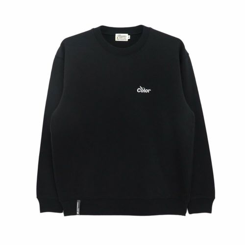 COLOR COMMUNICATIONS CREW SWEAT カラーコミュニケーションズ トレーナー WAWA OWL EMB LETTER BLACK 刺繍ロゴ スケートボード スケボー 