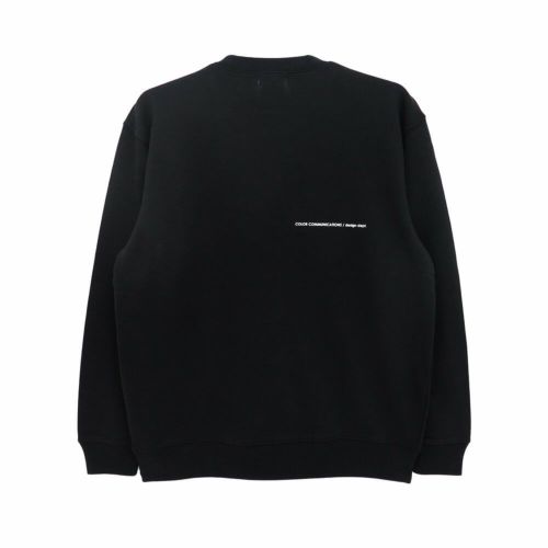 COLOR COMMUNICATIONS CREW SWEAT カラーコミュニケーションズ トレーナー WAWA OWL EMB LETTER BLACK 刺繍ロゴ スケートボード スケボー 1