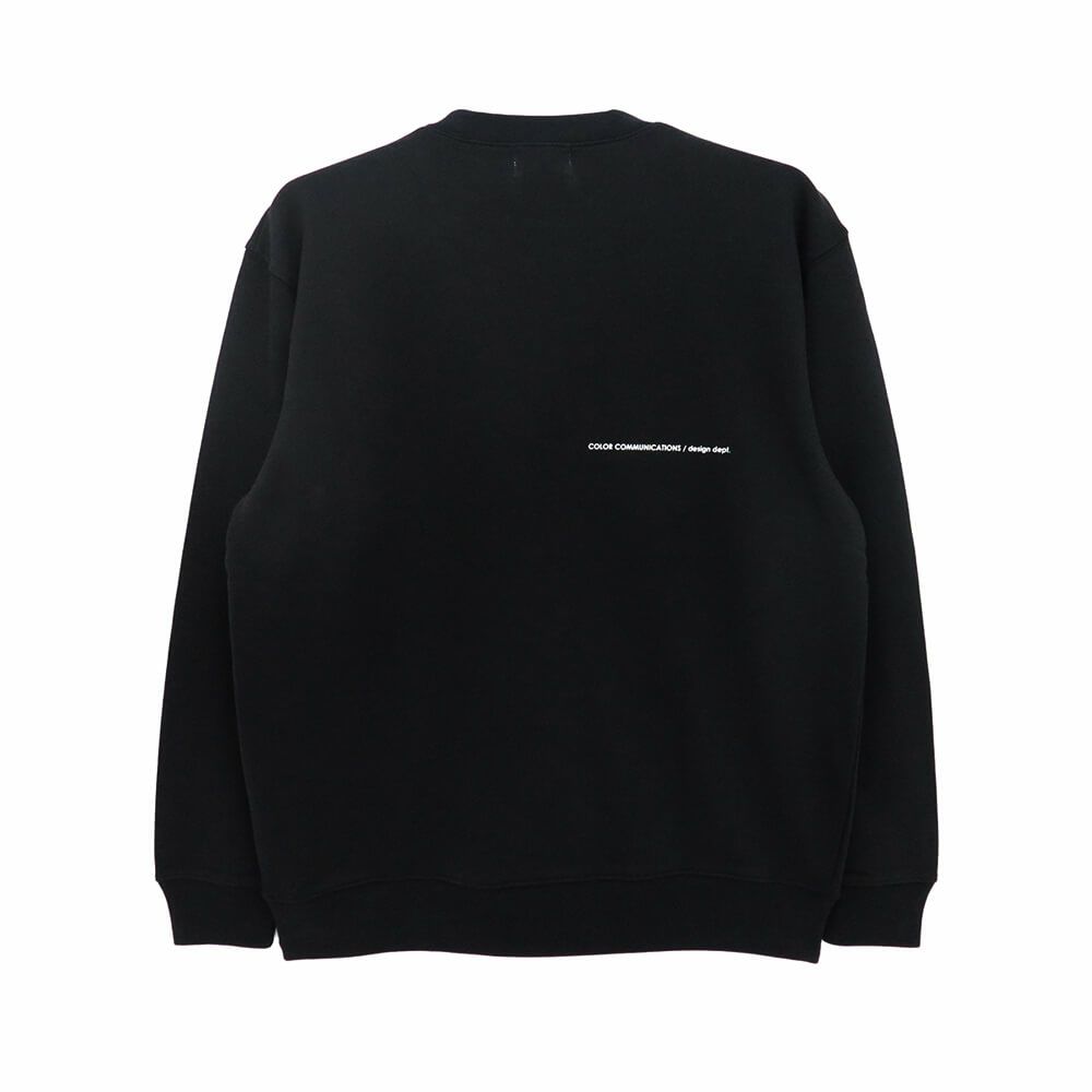 COLOR COMMUNICATIONS CREW SWEAT カラーコミュニケーションズ トレーナー WAWA OWL EMB LETTER BLACK 刺繍ロゴ スケートボード スケボー 1
