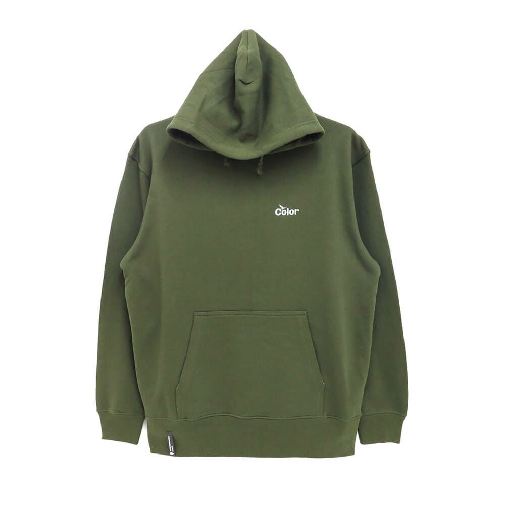 COLOR COMMUNICATIONS HOOD カラーコミュニケーションズ パーカー WAWA OWL EMB LETTER LIGHT OLIVE 刺繍ロゴ スケートボード スケボー 