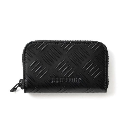 TIGHTBOOTH（TBPR）WALLET タイトブース サイフ CHECKER PLATE LEATHER ZIP WALLET BLACK スケートボード スケボー