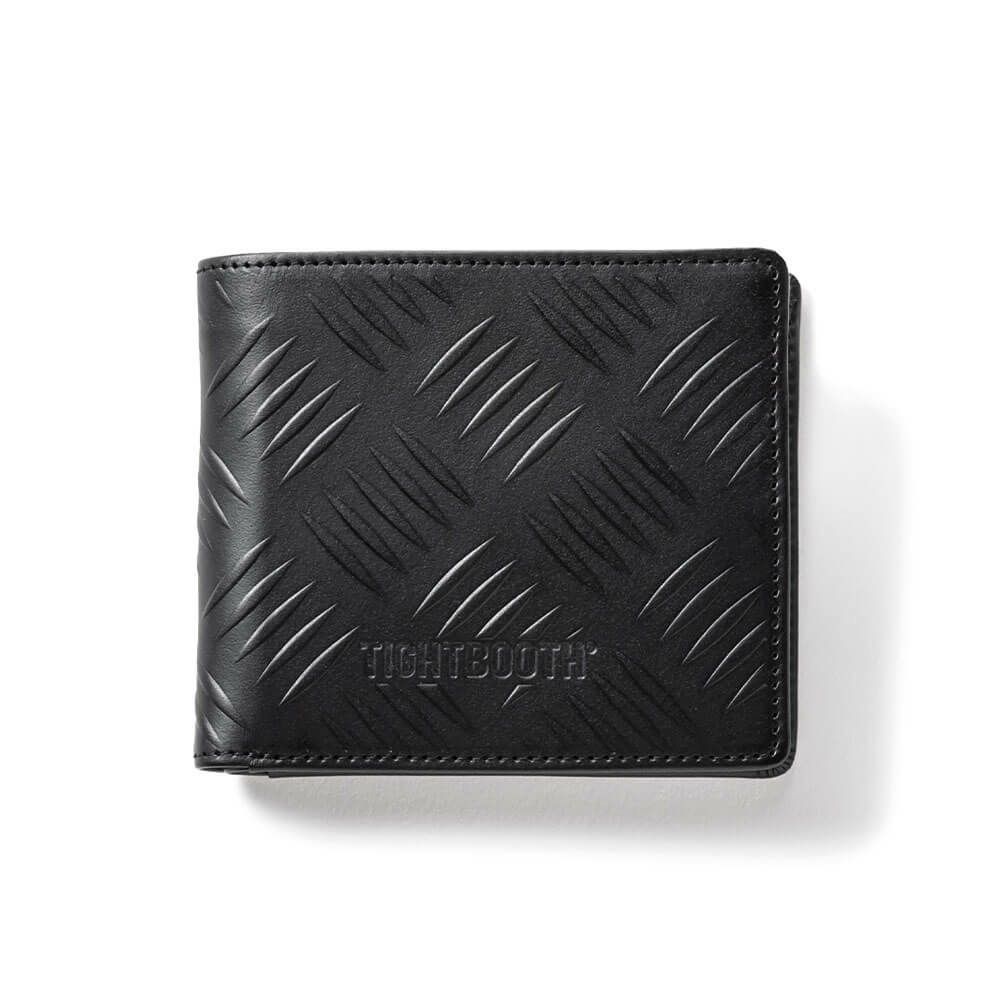 TIGHTBOOTH（TBPR）WALLET タイトブース サイフ CHECKER PLATE LEATHER BIFOLD WALLET BLACK スケートボード スケボー