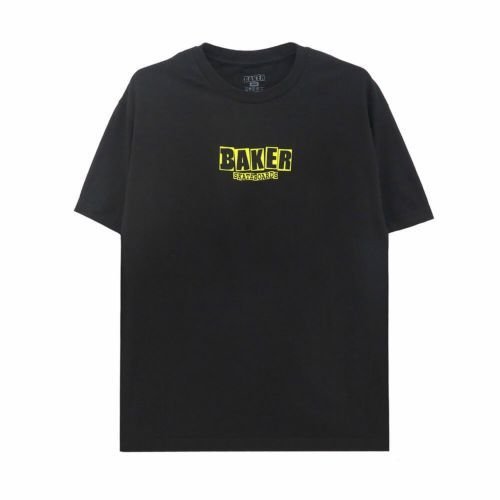 BAKER T-SHIRT ベイカー Tシャツ BRAND LOGO BLACK/YELLOW スケートボード スケボー 