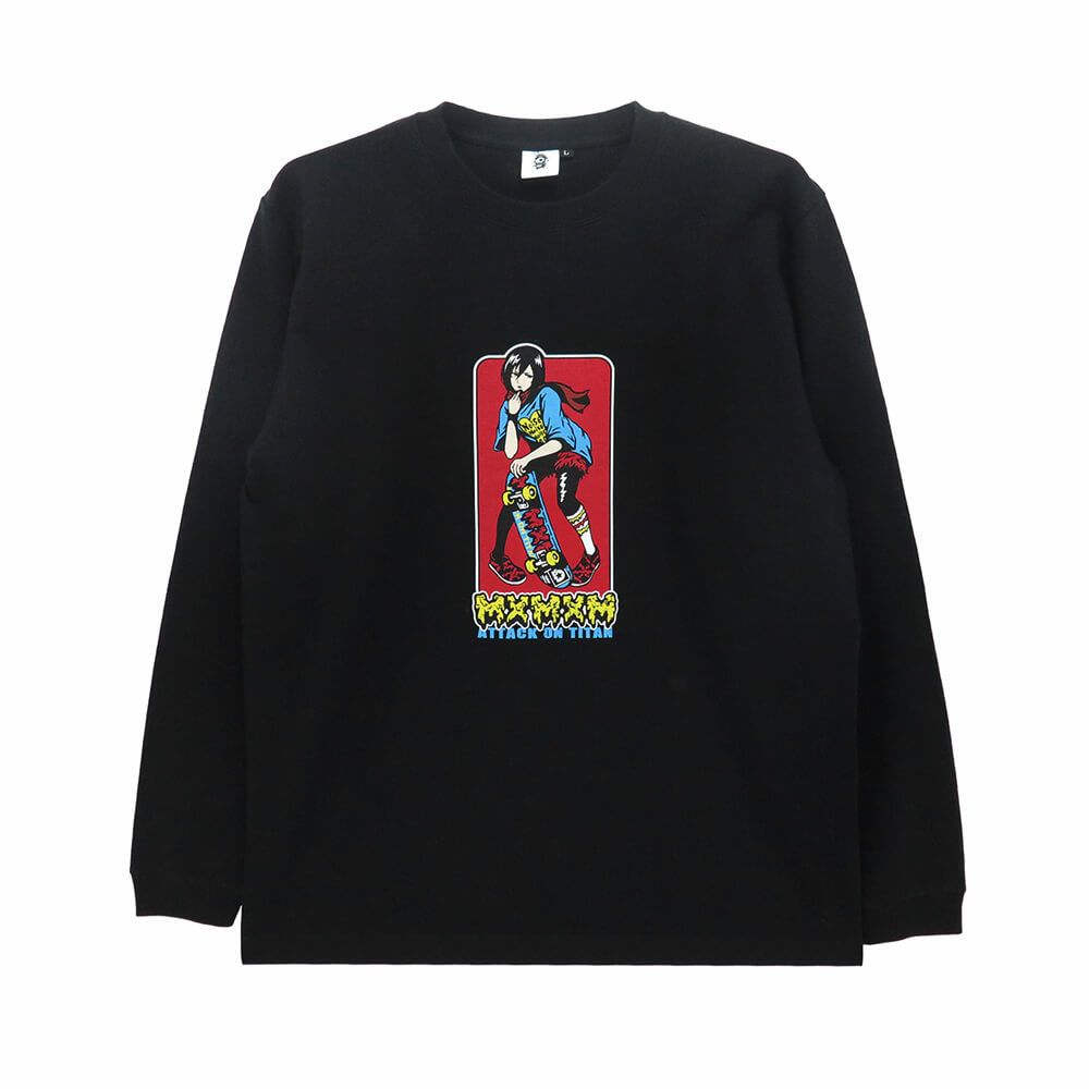 MAGICAL MOSH MISFITS LONG SLEEVE マジカルモッシュミスフィッツ ロングスリーブTシャツ 進撃の巨人 x MxMxM MAGICAL MOSH MIKASA BLACK スケートボード スケボー 