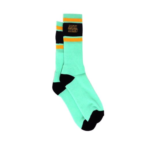 ANTIHERO SOCKS アンチヒーロー ソックス 靴下 BLACKHERO OUTLINE EMB GREEN/BLACK スケートボード スケボー 3