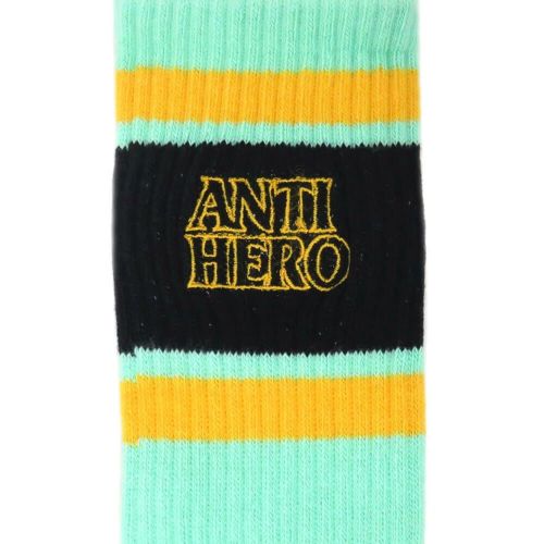 ANTIHERO SOCKS アンチヒーロー ソックス 靴下 BLACKHERO OUTLINE EMB GREEN/BLACK スケートボード スケボー 4