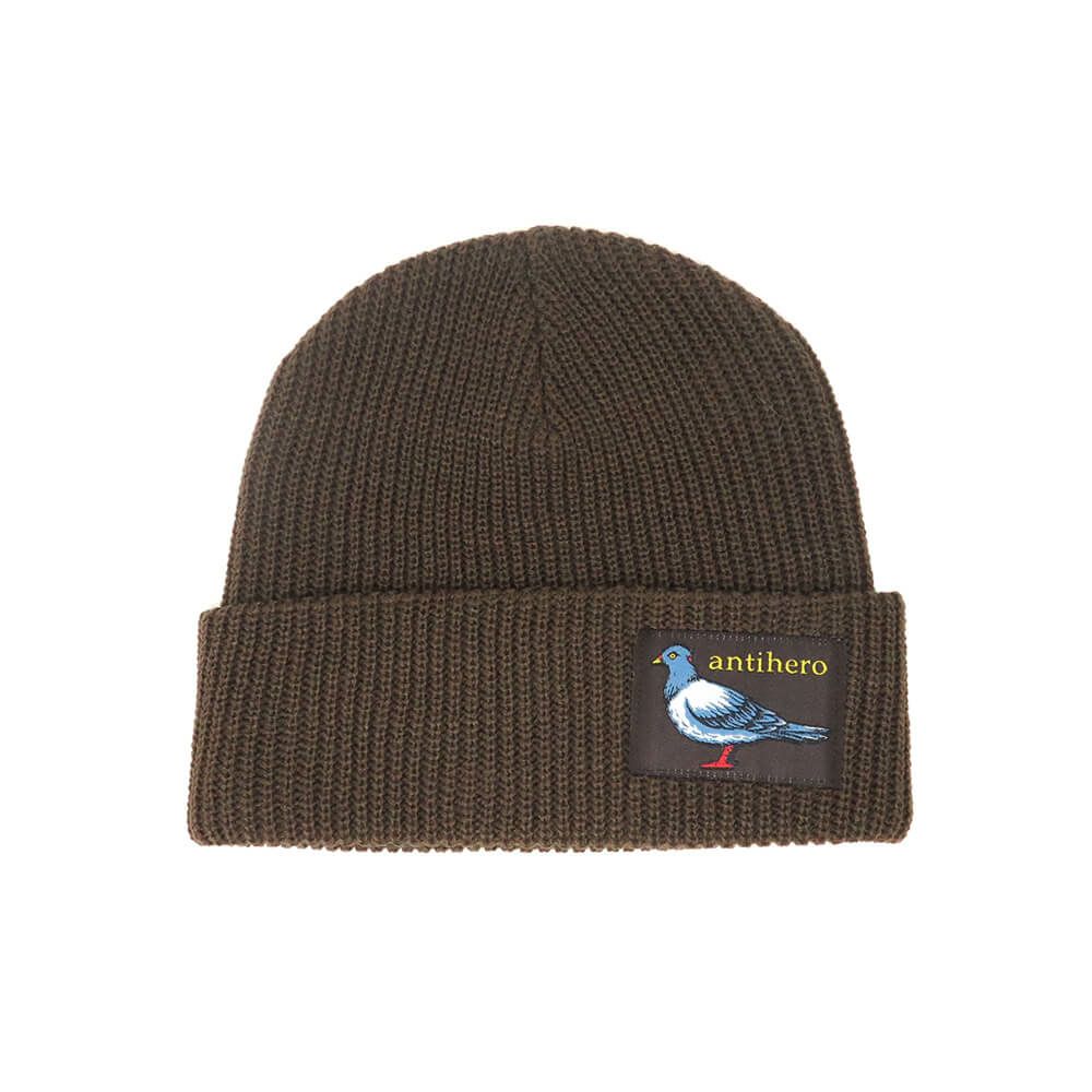 ANTIHERO KNITCAP アンチヒーロー ニットキャップ LIL PIGEON LABEL CUFF BEANIE BROWN/GOLD スケートボード スケボー 