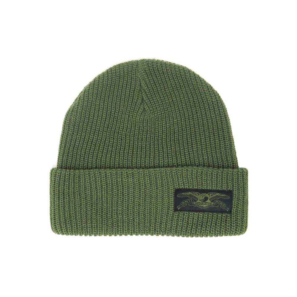 ANTIHERO KNITCAP アンチヒーロー ニットキャップ STOCK EAGLE LABEL CUFF BEANIE OLIVE/BLACK スケートボード スケボー 