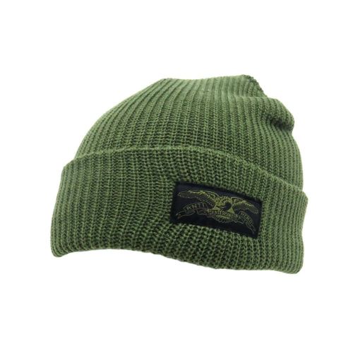 ANTIHERO KNITCAP アンチヒーロー ニットキャップ STOCK EAGLE LABEL CUFF BEANIE OLIVE/BLACK スケートボード スケボー 1