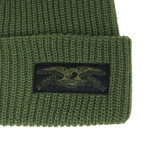 ANTIHERO KNITCAP アンチヒーロー ニットキャップ STOCK EAGLE LABEL CUFF BEANIE OLIVE/BLACK スケートボード スケボー 2