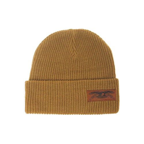 ANTIHERO KNITCAP アンチヒーロー ニットキャップ STOCK EAGLE LABEL CUFF BEANIE LIGHT BROWN/BLACK スケートボード スケボー 