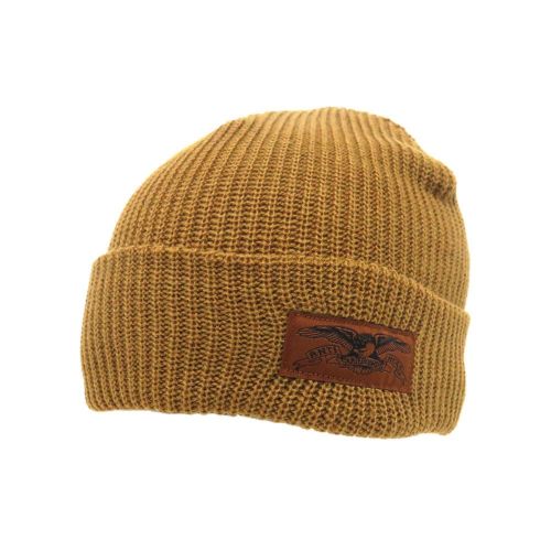 ANTIHERO KNITCAP アンチヒーロー ニットキャップ STOCK EAGLE LABEL CUFF BEANIE LIGHT BROWN/BLACK スケートボード スケボー 1