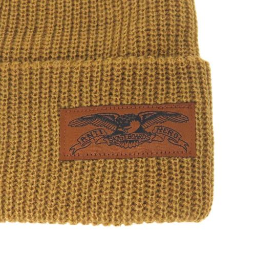 ANTIHERO KNITCAP アンチヒーロー ニットキャップ STOCK EAGLE LABEL CUFF BEANIE LIGHT BROWN/BLACK スケートボード スケボー 2