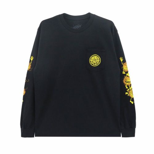 ANTIHERO LONG SLEEVE アンチヒーロー ロングスリーブTシャツ GRIMPLE SLEEVE POCKET BLACK スケートボード スケボー 