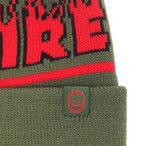 SPITFIRE KNITCAP スピットファイヤー ニットキャップ DEMONSEED SCRIPT POM BEANIE OLIVE/RED/BLACK スケートボード スケボー 3