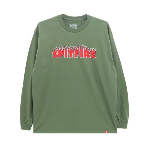 SPITFIRE LONG SLEEVE スピットファイヤー ロングスリーブTシャツ DEMONSEED SCRIPT MILITARY GREEN スケートボード スケボー 