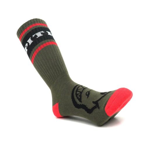 SPITFIRE SOCKS スピットファイヤー ソックス 靴下 CLASSIC 87 BIGHEAD OLIVE/BLACK/RED スケートボード スケボー 