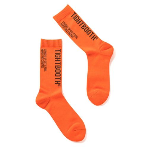 TIGHTBOOTH（TBPR）SOCKS タイトブース ソックス 靴下 LABEL LOGO SOCKS ORANGE スケートボード スケボー 1