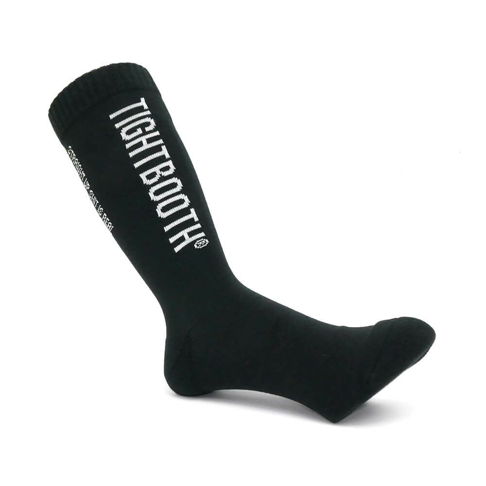 TIGHTBOOTH（TBPR）SOCKS タイトブース ソックス 靴下 LABEL LOGO SOCKS BLACK スケートボード スケボー